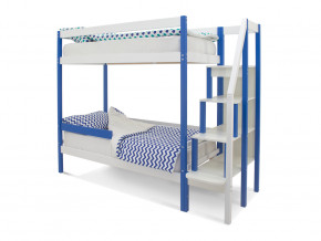 Двухъярусная кровать Svogen с бортиком синий-белый в Кудымкаре - kudymkar.magazinmebel.ru | фото