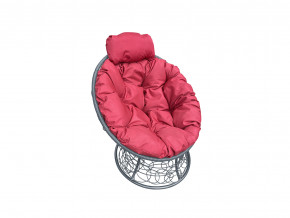 Кресло Папасан мини с ротангом красная подушка в Кудымкаре - kudymkar.magazinmebel.ru | фото