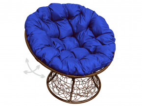 Кресло Папасан пружинка с ротангом синяя подушка в Кудымкаре - kudymkar.magazinmebel.ru | фото