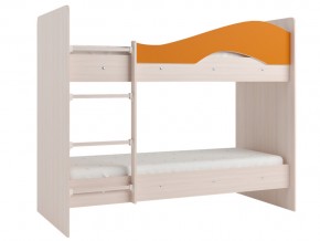 Кровать 2-х ярусная Мая на латофлексах млечный дуб, оранжевая в Кудымкаре - kudymkar.magazinmebel.ru | фото