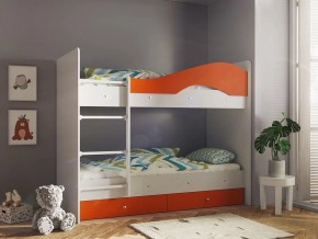 Кровать 2-х ярусная Мая с ящиками на латофлексах белый-оранж в Кудымкаре - kudymkar.magazinmebel.ru | фото - изображение 1