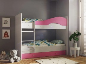 Кровать 2-х ярусная Мая с ящиками на латофлексах белый-розовый в Кудымкаре - kudymkar.magazinmebel.ru | фото