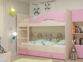 Кровать 2-х ярусная Мая с ящиками на латофлексах розовая в Кудымкаре - kudymkar.magazinmebel.ru | фото - изображение 1