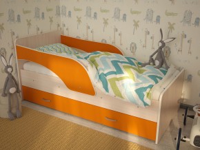 Кровать детская Максимка млечный дуб-оранж в Кудымкаре - kudymkar.magazinmebel.ru | фото