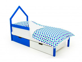 Кровать-домик мини Svogen с ящиками и бортиком сине-белый в Кудымкаре - kudymkar.magazinmebel.ru | фото - изображение 1
