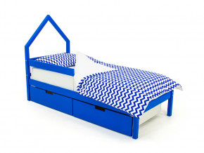 Кровать-домик мини Svogen с ящиками и бортиком синий в Кудымкаре - kudymkar.magazinmebel.ru | фото - изображение 1