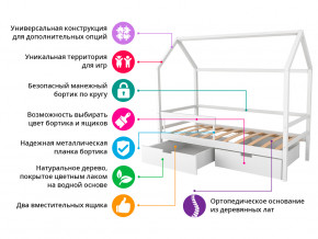 Кровать-домик Svogen с фото с ящиками и бортиком белый/львята в Кудымкаре - kudymkar.magazinmebel.ru | фото - изображение 2