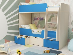 Кровать двухъярусная Малыш двойняшка дуб молочный-голубой в Кудымкаре - kudymkar.magazinmebel.ru | фото - изображение 1
