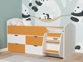 Кровать Малыш-7 белое дерево-оранжевый в Кудымкаре - kudymkar.magazinmebel.ru | фото - изображение 1