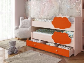 Кровать Соник с ящиком млечный дуб-оранж в Кудымкаре - kudymkar.magazinmebel.ru | фото