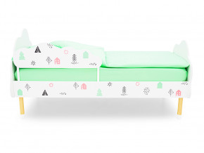 Кровать Stumpa Облако с бортиком рисунок Домики розовый, бирюзовый в Кудымкаре - kudymkar.magazinmebel.ru | фото - изображение 3
