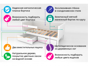 Кровать-тахта мягкая Svogen с ящиками и бортиком мятно-синий в Кудымкаре - kudymkar.magazinmebel.ru | фото - изображение 3