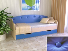 Кровать Юниор Тип 2 дуб молочный/синий 800х1600 в Кудымкаре - kudymkar.magazinmebel.ru | фото