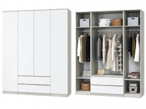 Шкаф для одежды четырехдверный Лори дуб серый, белый в Кудымкаре - kudymkar.magazinmebel.ru | фото