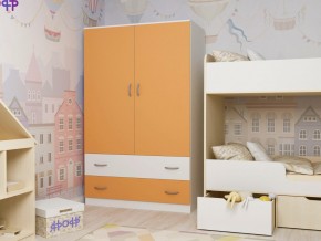 Шкаф двухстворчатый белый-оранж в Кудымкаре - kudymkar.magazinmebel.ru | фото